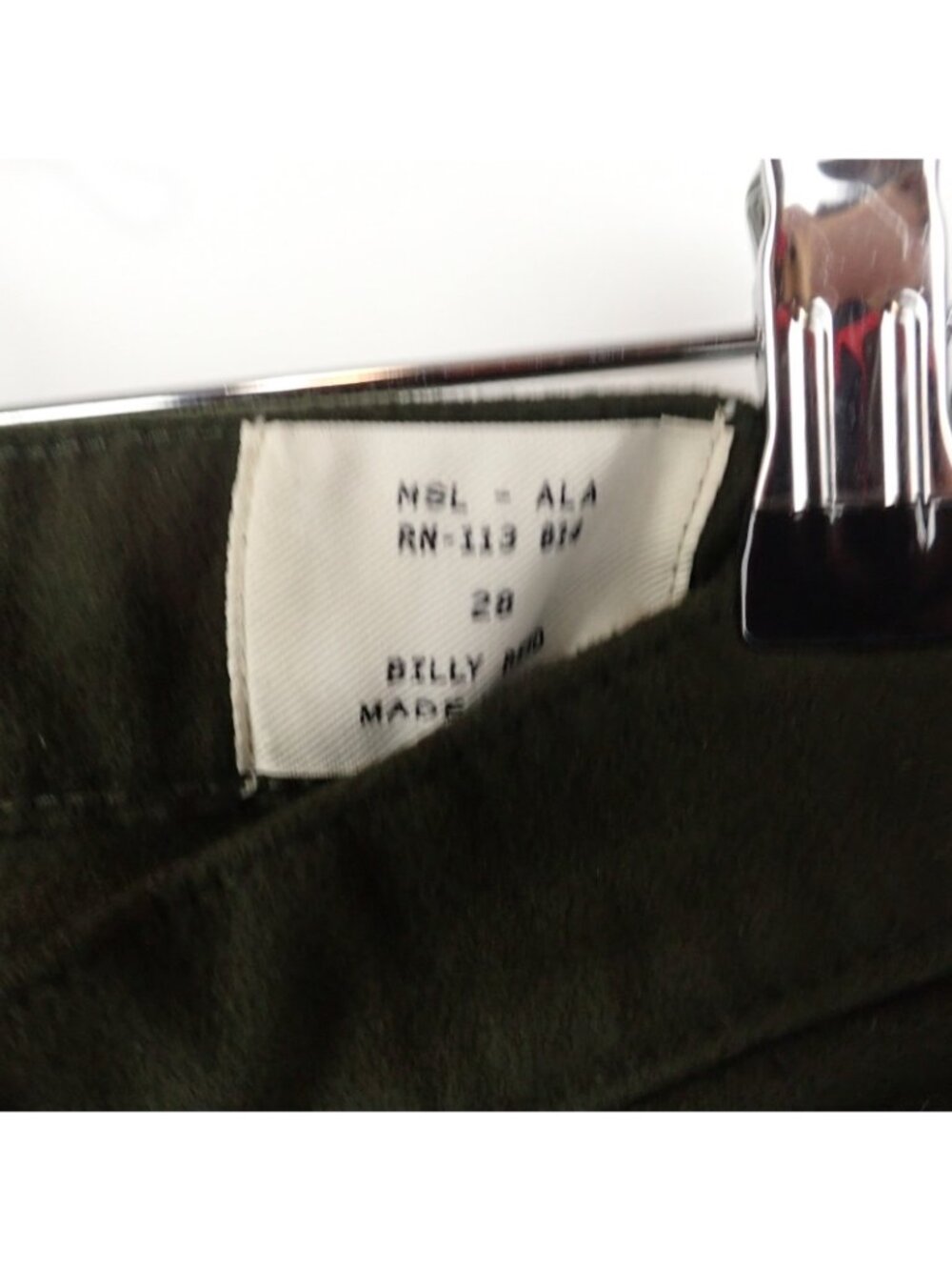 Billy Reid Moleskin Jean Army Green Size 28 NWT - Picture 3 of 5